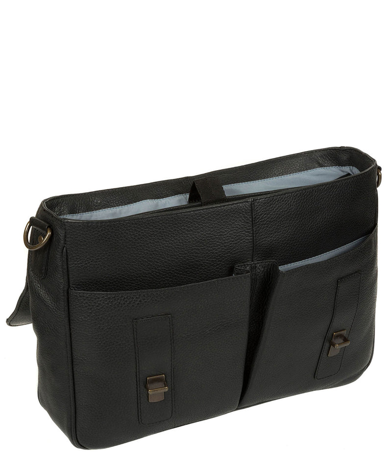 'Task' Black Leather 14-Inch Laptop Briefcase
