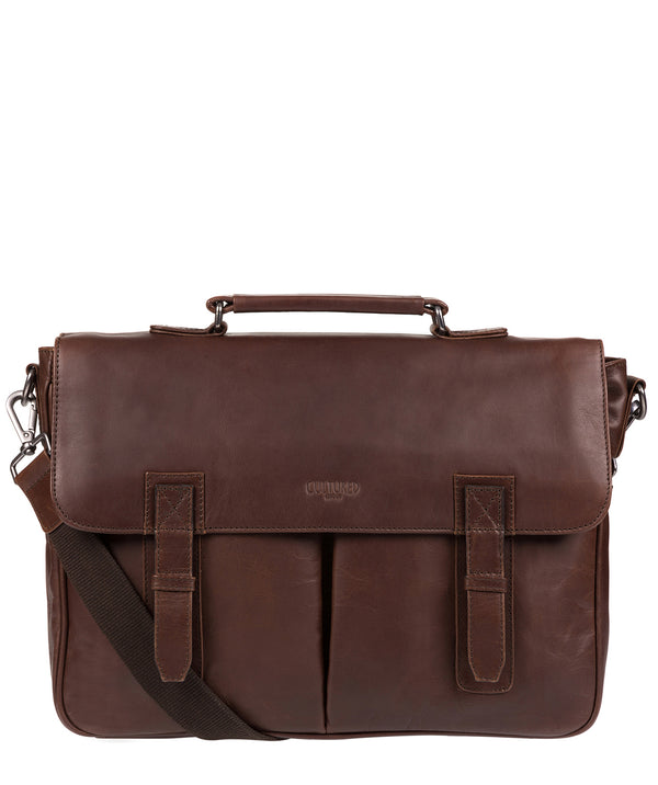 'Task' Dark Brown Leather 14-Inch Laptop Briefcase image 1