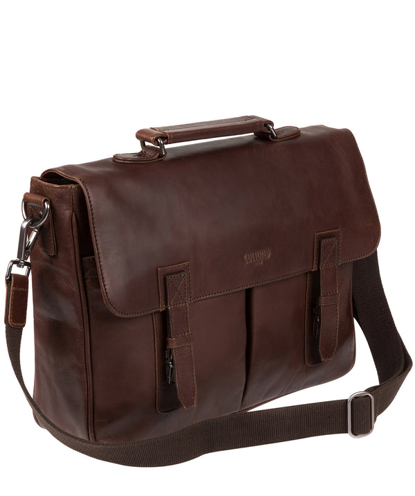 'Task' Dark Brown Leather 14-Inch Laptop Briefcase image 3