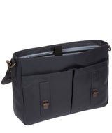 'Task' Navy Leather 14-Inch Laptop Briefcase Pure Luxuries London