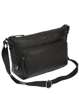 'Serrata' Black Leather Cross-Body Bag