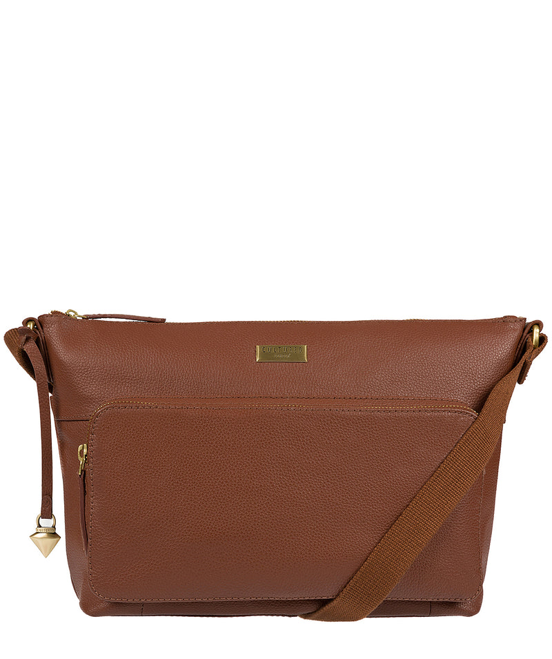 'Serrata' Sienna Brown Leather Cross-Body Bag