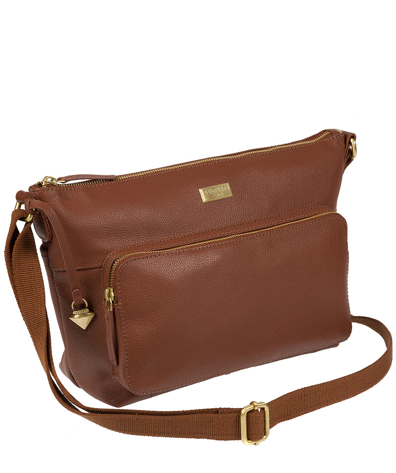 'Serrata' Sienna Brown Leather Cross-Body Bag