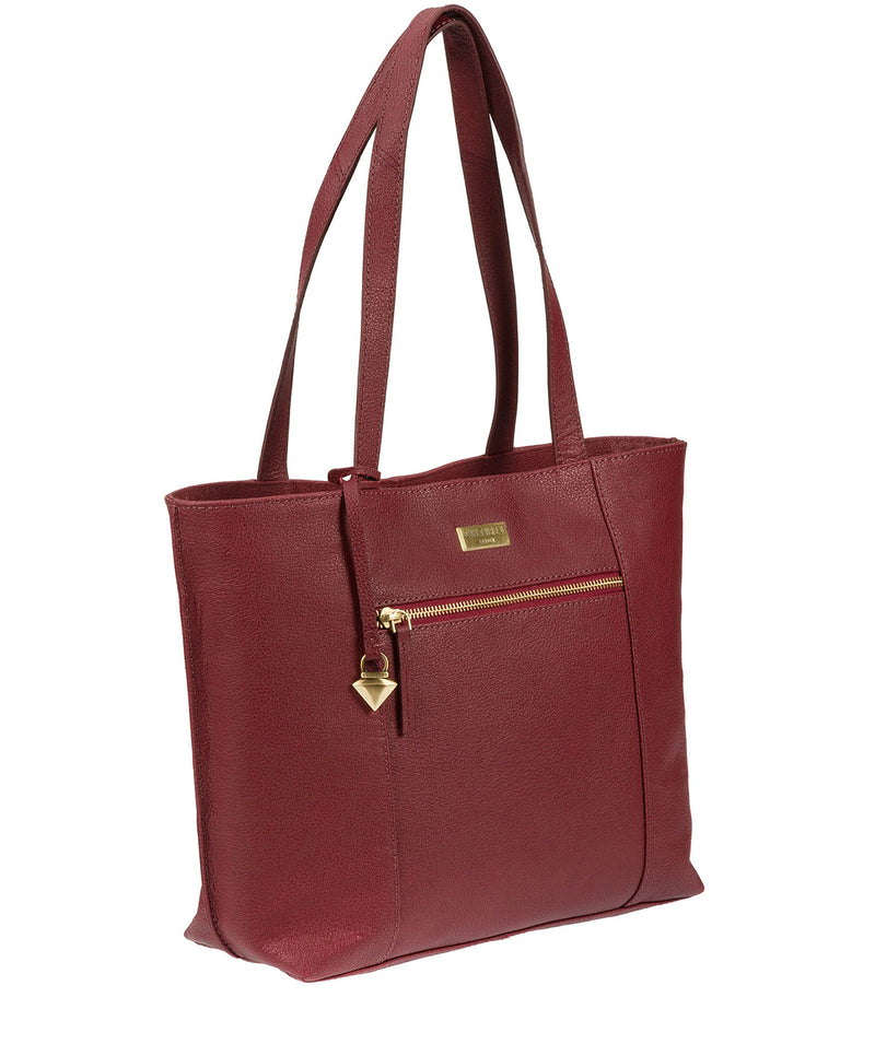 'Bella' Ruby Red Leather Tote Bag Pure Luxuries London
