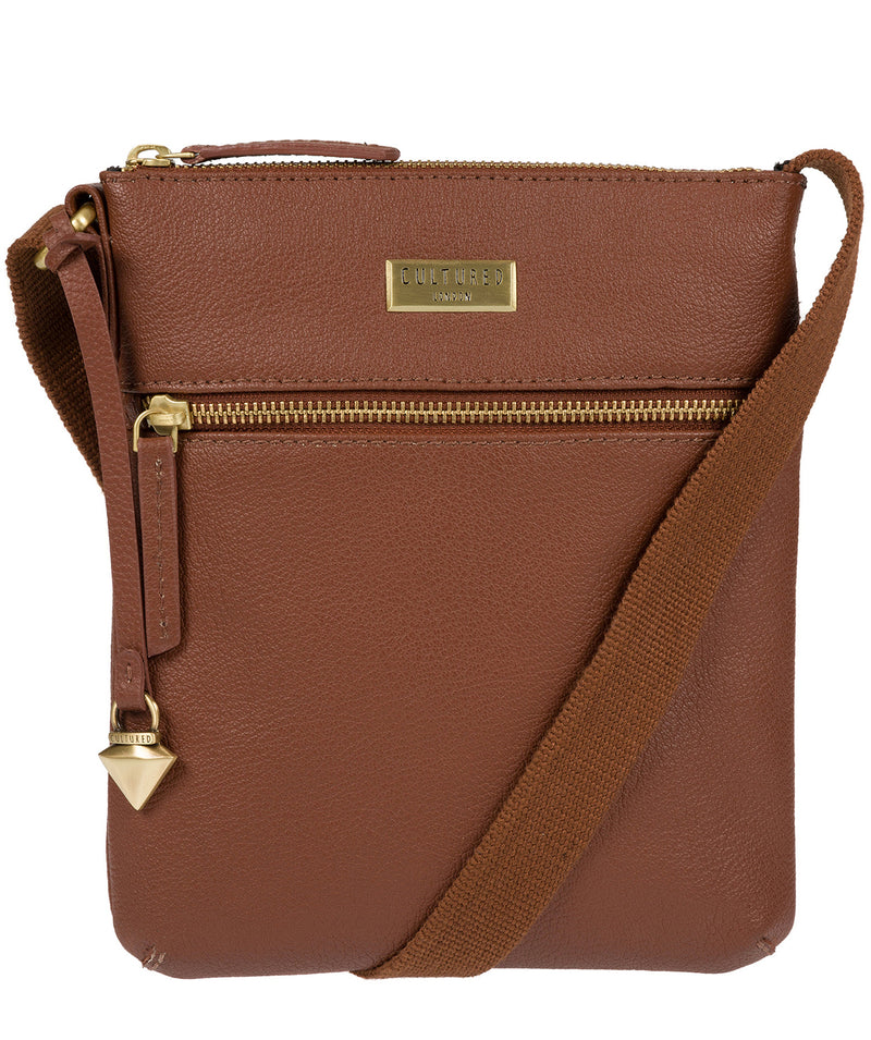 'Halle' Sienna Brown Leather Cross-Body Bag Pure Luxuries London