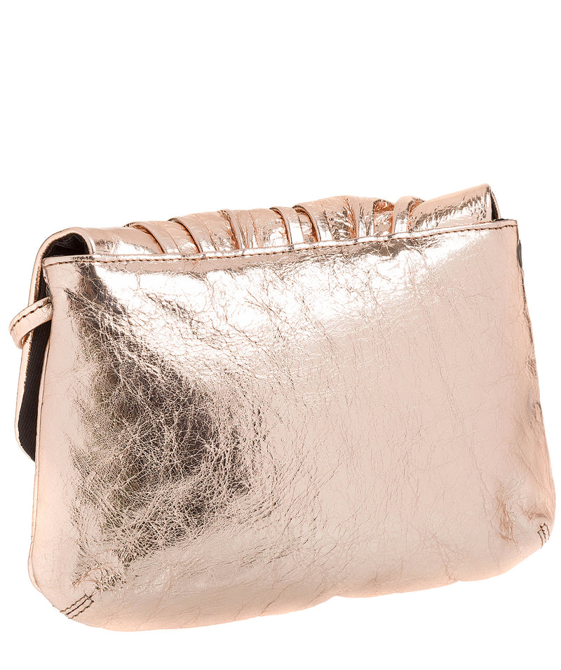 'Serena' Metallic Gold Leather Small Evening Cross-Body Bag