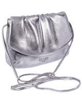 'Serena' Metallic Pewter Leather Small Evening Cross-Body Bag