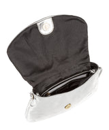 'Serena' Metallic Silver Leather Small Evening Cross-Body Bag