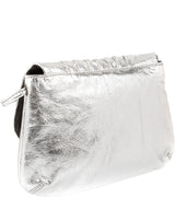 'Serena' Metallic Silver Leather Small Evening Cross-Body Bag