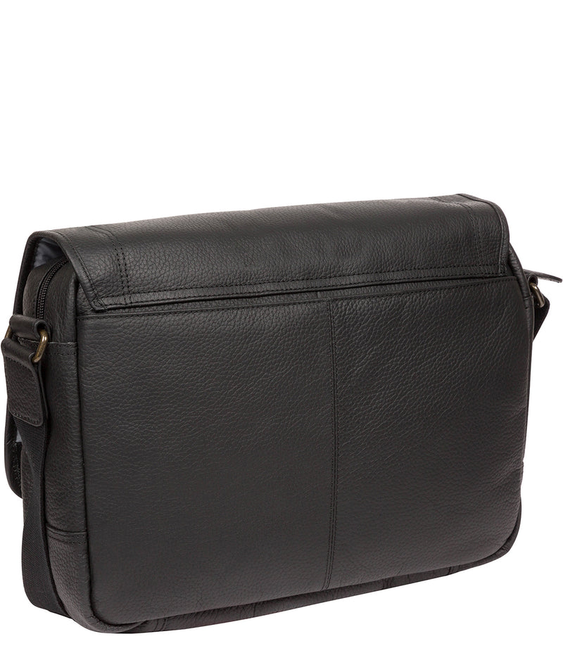 'Impact' Black Leather Messenger Bag Pure Luxuries London