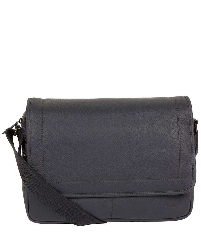 'Impact' Dark Grey Leather Messenger Bag Pure Luxuries London