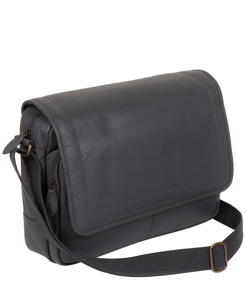 'Impact' Dark Grey Leather Messenger Bag Pure Luxuries London
