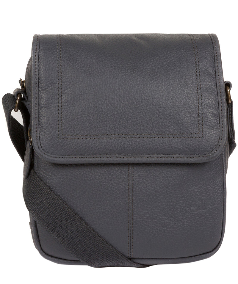 'Dash' Dark Grey Leather Messenger Bag Pure Luxuries London