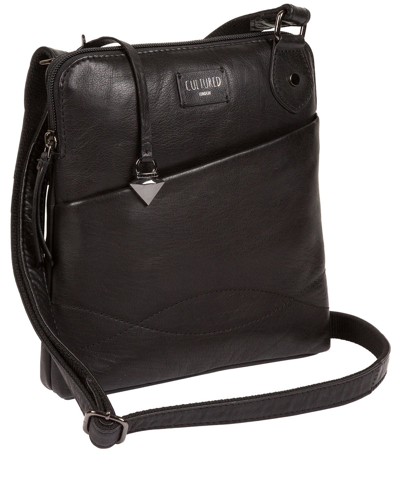 'Abberton' Black Leather Cross-Body Bag