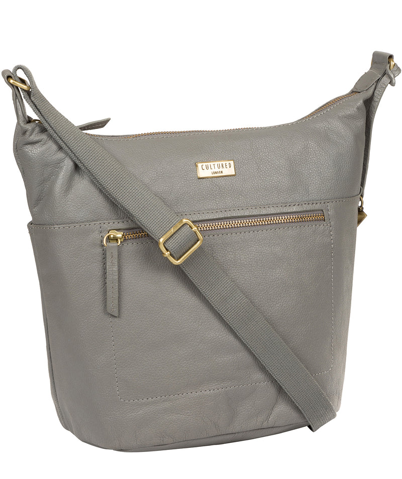 Elizabeth' Silver Grey Leather Shoulder Bag image 6