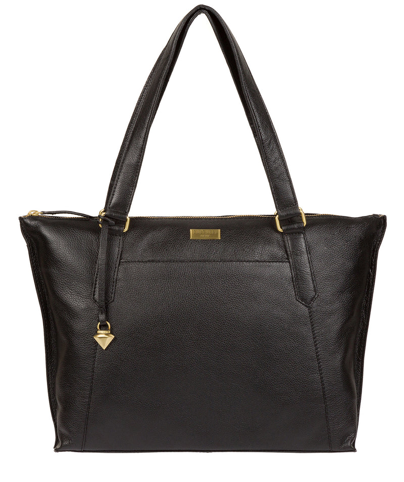 'Isabella' Black Leather Tote Bag image 1
