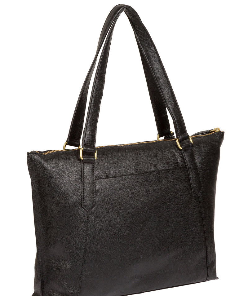 'Isabella' Black Leather Tote Bag image 6
