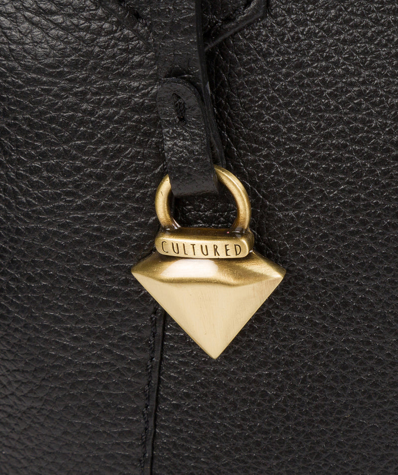 'Isabella' Black Leather Tote Bag image 7
