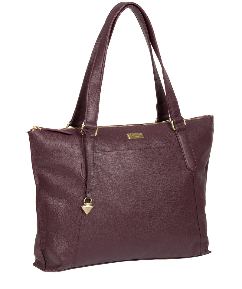 'Isabella' Fig Leather Tote Bag image 3