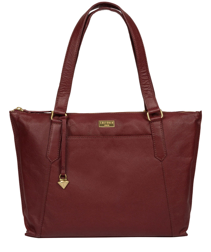 'Isabella' Ruby Red Leather Tote Bag image 1