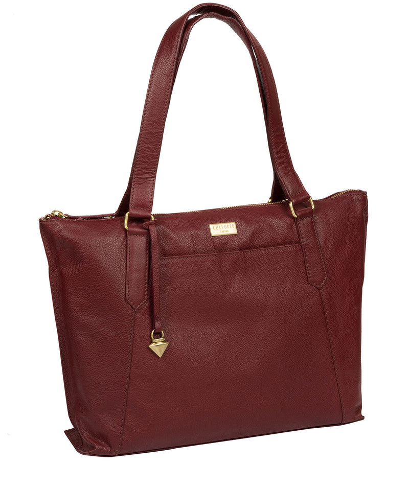 'Isabella' Ruby Red Leather Tote Bag image 5