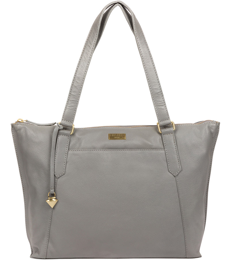 'Isabella' Silver Grey Leather Tote Bag image 1