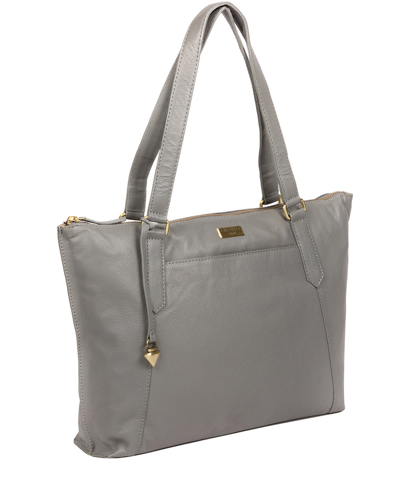 'Isabella' Silver Grey Leather Tote Bag image 6