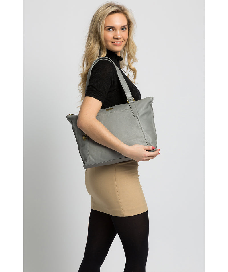 'Isabella' Silver Grey Leather Tote Bag image 2