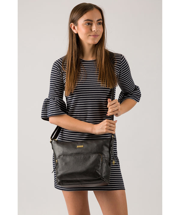 'Olivia' Black Leather Shoulder Bag image 2