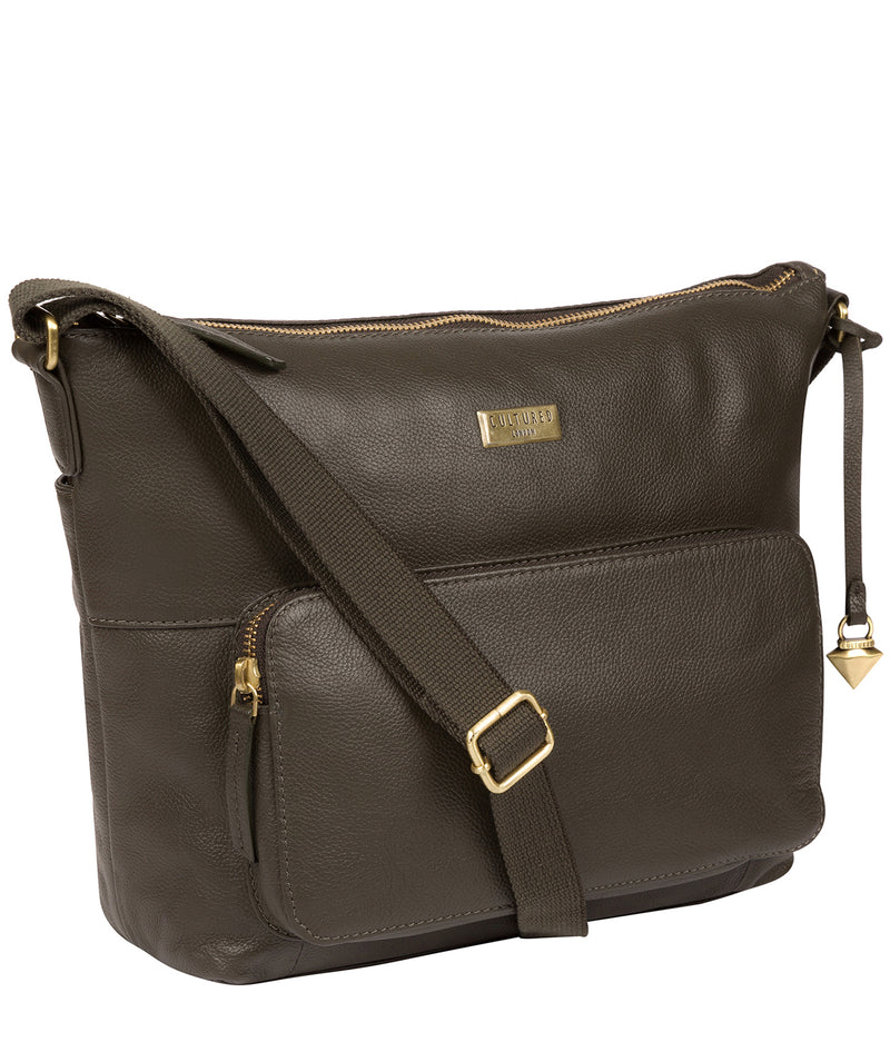 'Olivia' Olive Leather Shoulder Bag