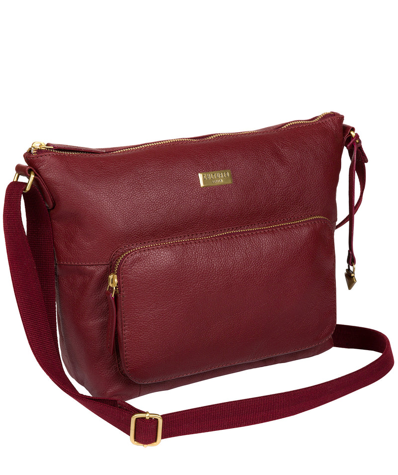 'Olivia' Ruby Red Leather Shoulder Bag Pure Luxuries London