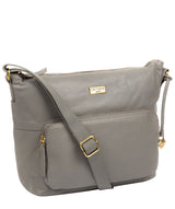 'Olivia' Silver Grey Leather Shoulder Bag image 5