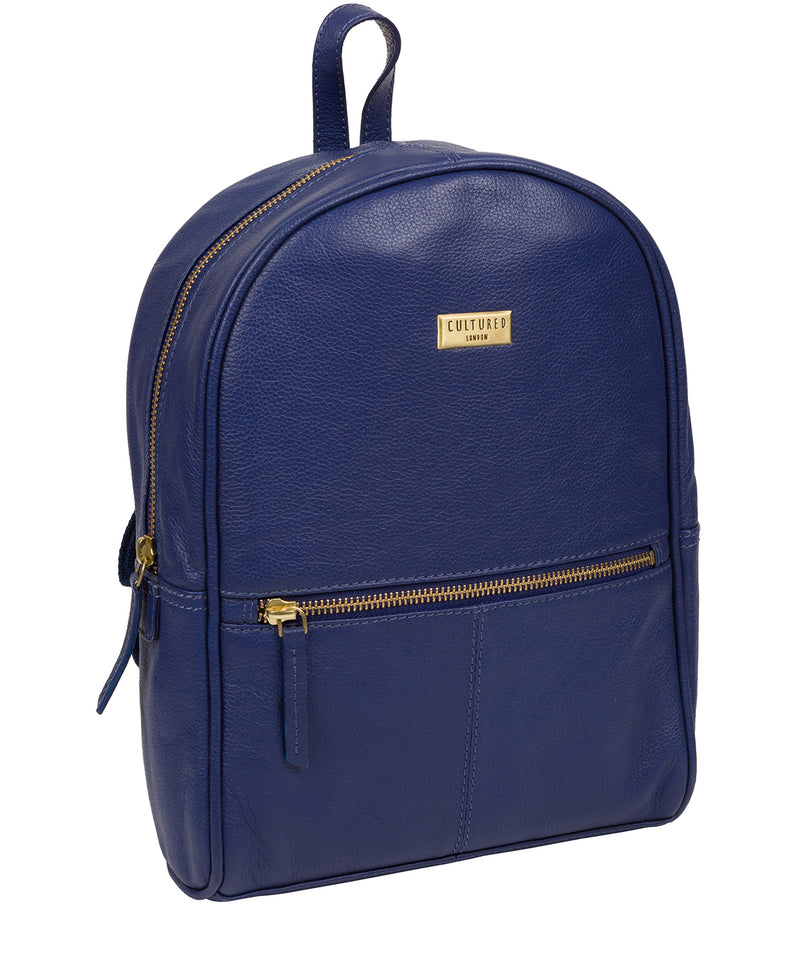 'Alyssa' Mazarine Blue Leather Backpack  image 5