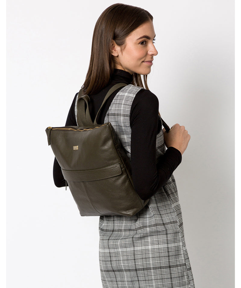 'Jada' Olive Leather Backpack image 2