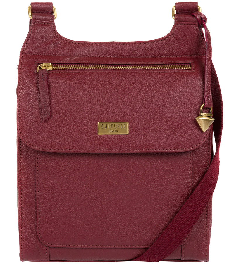 'Morgan' Ruby Red Leather Cross Body Bag image 1