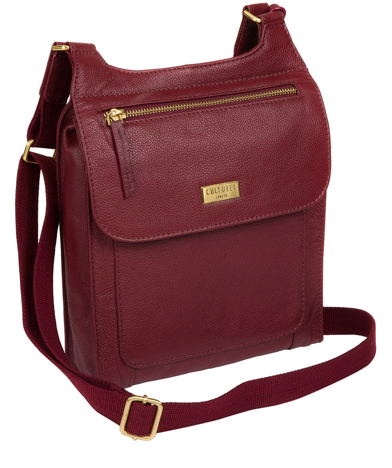 'Morgan' Ruby Red Leather Cross Body Bag image 3