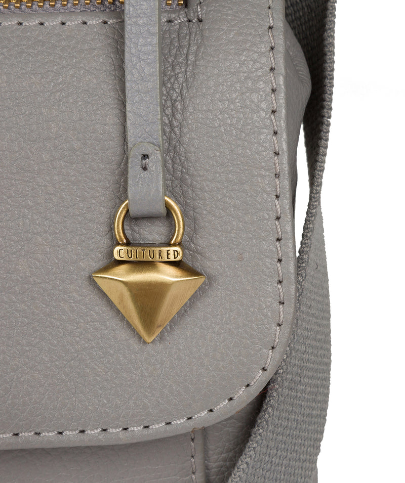 'Morgan' Silver Grey Leather Cross Body Bag image 6