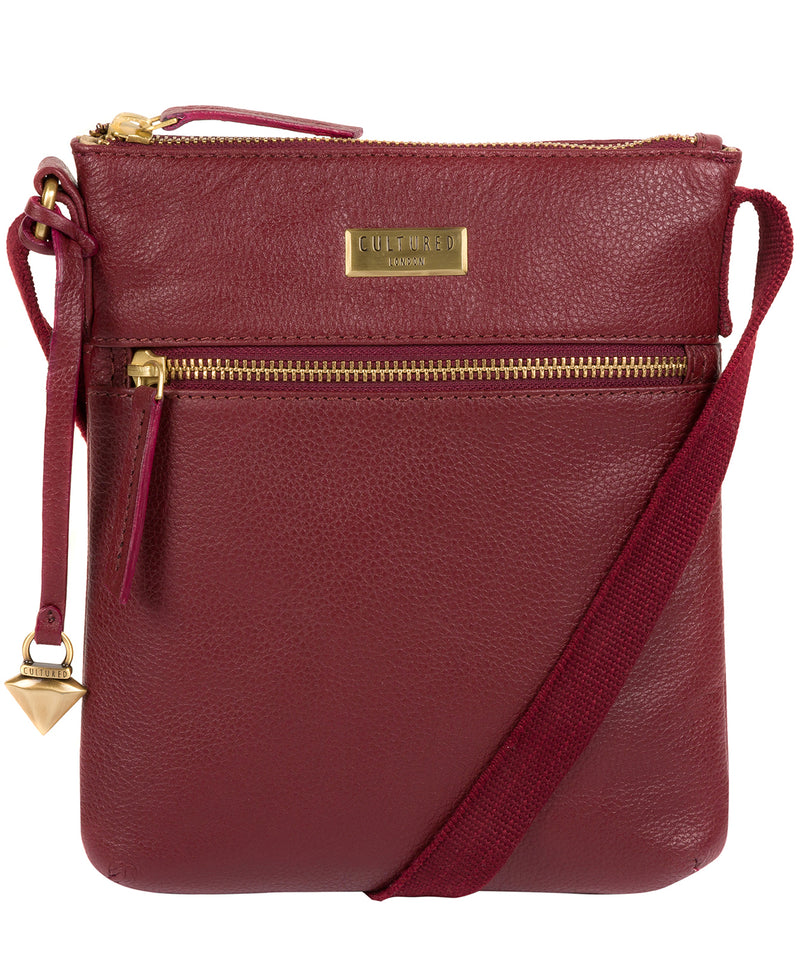 'Brooke' Ruby Red Leather Cross Body Bag