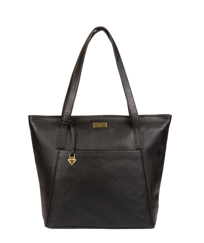 'Makayla' Black Leather Tote Bag