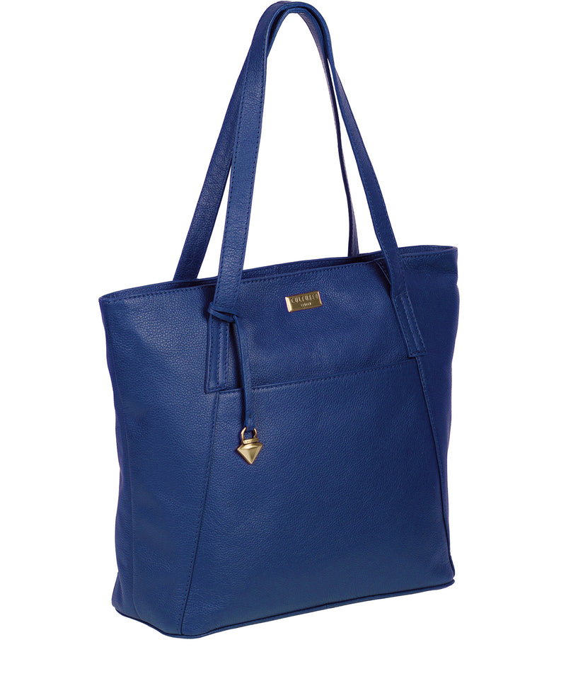 'Makayla' Mazarine Blue Leather Tote Bag image 5
