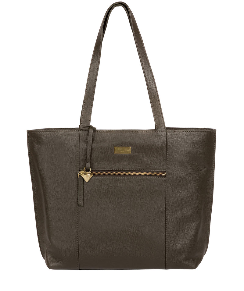 'Makayla' Olive Leather Tote Bag