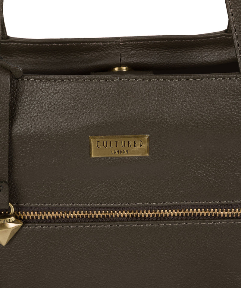 'Makayla' Olive Leather Tote Bag image 5