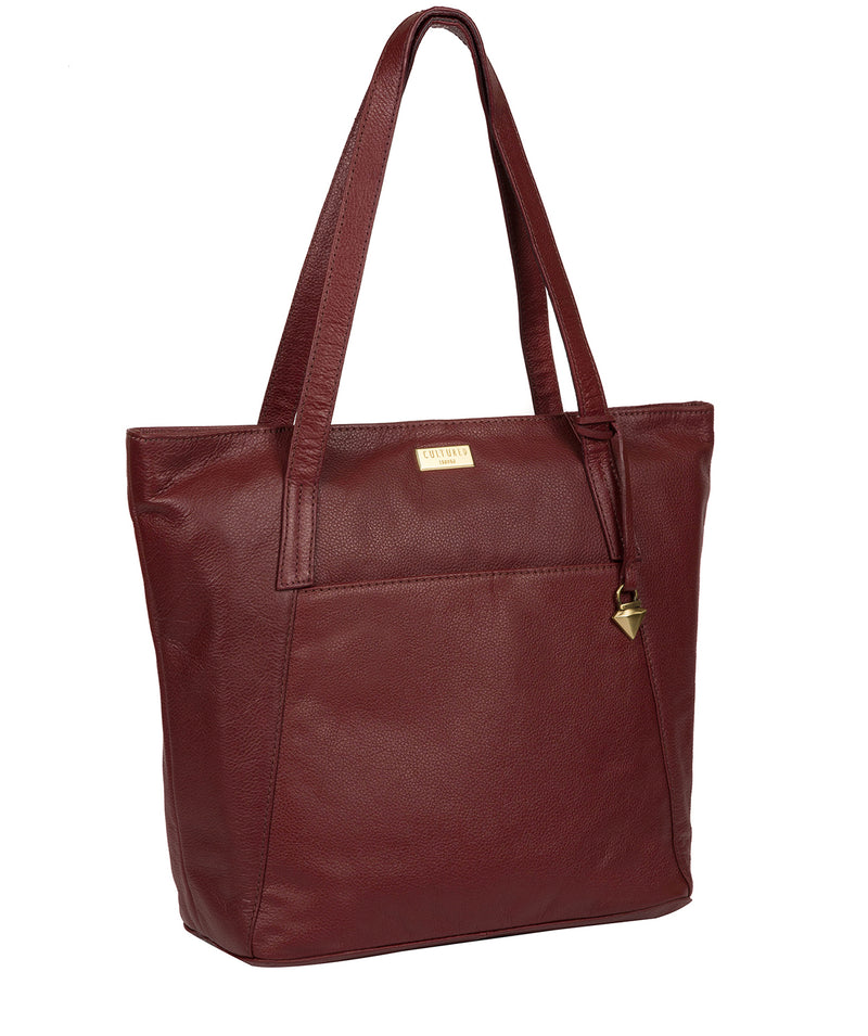 'Makayla' Ruby Red Leather Tote Bag image 5