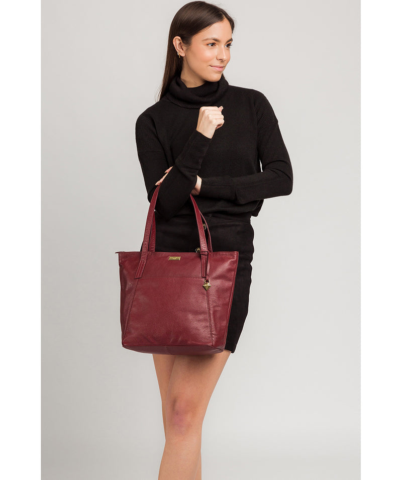 'Makayla' Ruby Red Leather Tote Bag image 2