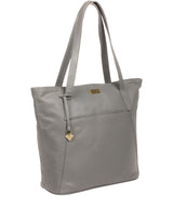 'Makayla' Silver Grey Leather Tote Bag Pure Luxuries London