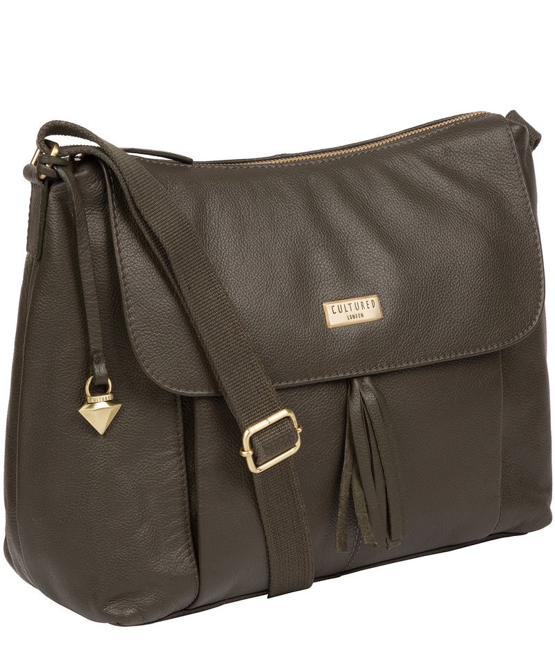 'Lily' Olive Leather Cross Body Bag Pure Luxuries London