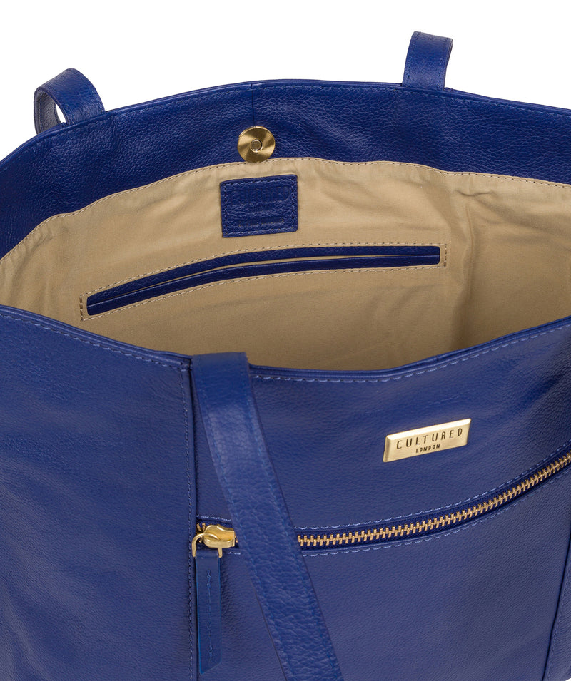 'Kimberly' Mazarine Blue Leather Tote Bag image 4