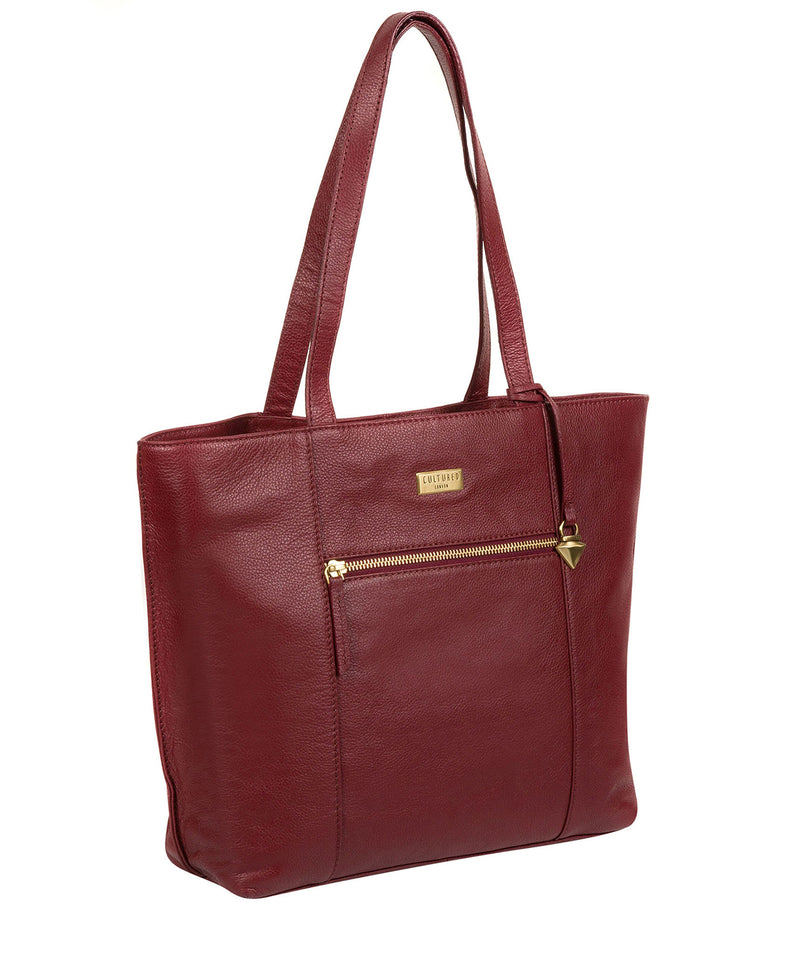 'Kimberly' Ruby Red Leather Tote Bag image 3