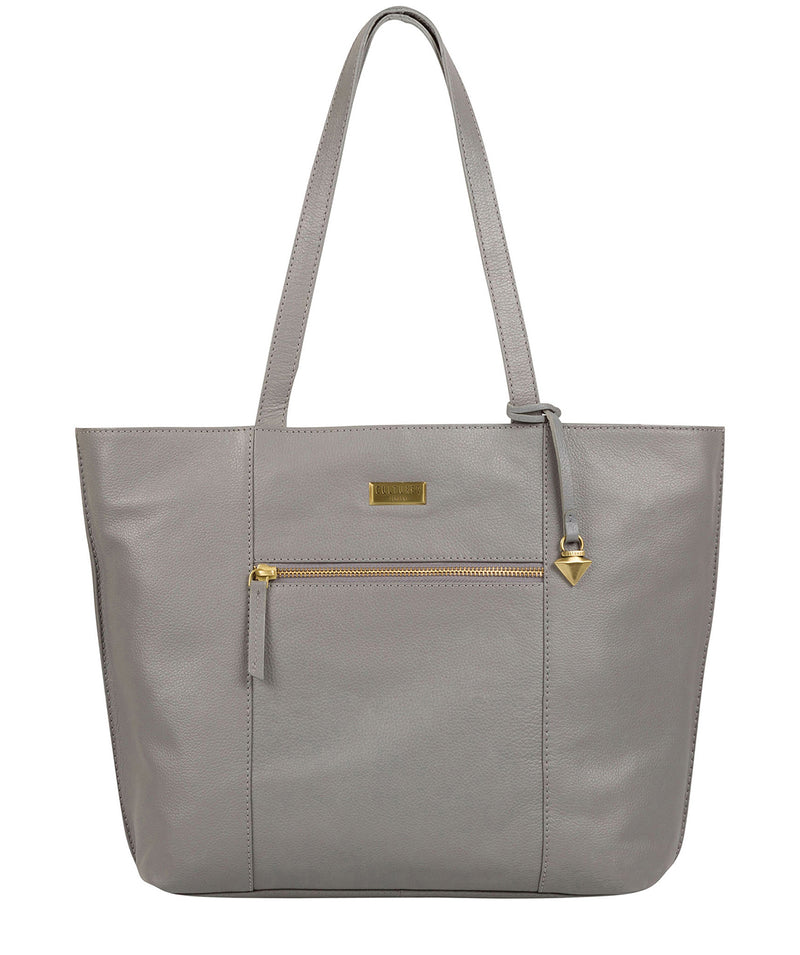 'Kimberly' Silver Grey Leather Tote Bag image 1