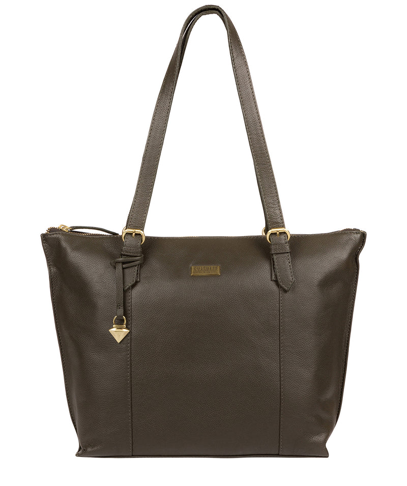 'Trinity' Olive Leather Tote Bag image 1